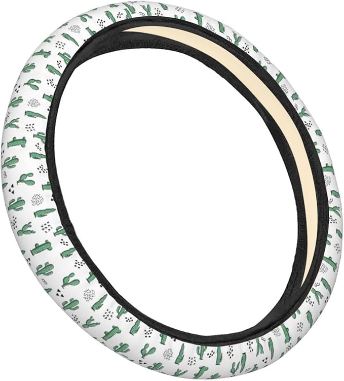 Dujiea Vintage Cactus Elastic Stretch Steering Wheel Cover, Anti-Slip and Durable Car Steering Wheel Accessories for Women Men, 15 Inch Universal Fit Car, Truck, SUV