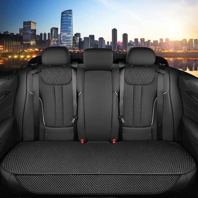 Auto Newer Breathable Universal Four Seasons Car Seat Covers, Luxury Include Front Car Seat Protector and RearCar Seat Cushion,Compatible with 95% Vehicles Fit for Cars Truck SUV (Black,3PCS)