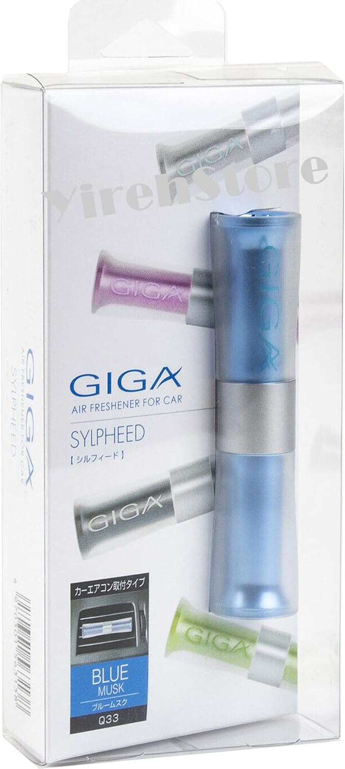 Air Spencer GIGA Clip Sylpheed Car Air Freshener, Premium Quality and Heavy Duty Solid Material Car Freshener, Stylish Design Graceful Color, Eikosha Japan (Blue Musk scent)