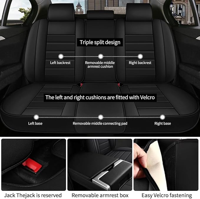 for Toyota Highlander 2006-2026 Seat Covers,Waterproof,Abrasion-Resistant PU Leather Full Set Seat Cover(Classic Black)