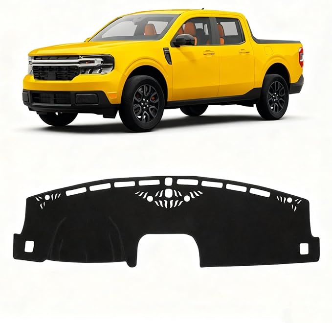 KUST Car Dash Cover for Ford Maverick 2022-2024 2025 2026 (Hybrid)(XL, XLT, Lariat) Polyester Dashboard Cover Non-Slip Center Interior Accessories for Maverick Sunshade No Glare Black