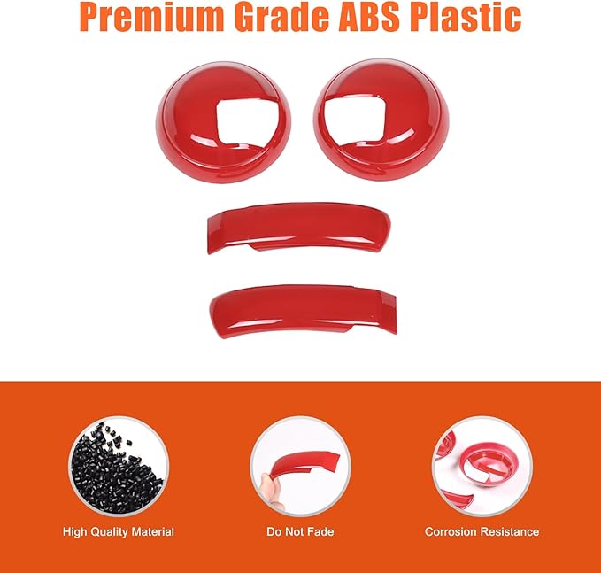 4PCS Inner Door Handles Cover Trim Compatible with Fiat 500/500 Abarth 2010-2024 Car Inner Door Handles Cover Protector Trim ABS Interior Decorative Cover Trim Sticker (Glossy Red)