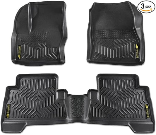 PIT66 Floor Mats Cargo Liners Compatible with Ford Escape 2013-2019, Fit Ford C-Max 2013-2018 (Heavy Duty) 3-Piece Premium All Weather Automotive TPE Liners