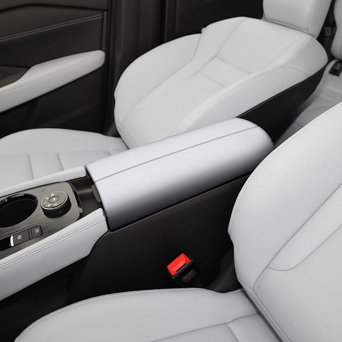 Auto Parts Compatible with Nissan New Rogue 2021 2022 2023 2024 2025Inner Center Console Armrest Box Cover Trim Protector Cap (Matte Silver) ABS 2PCS