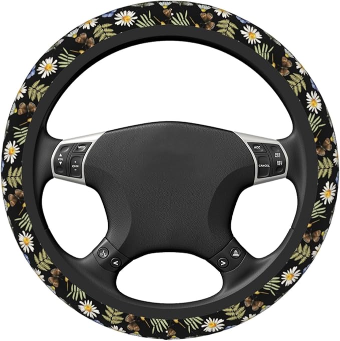 Wildflower Steering Wheel Cover for Men Women Universal Car Accessories 15 Inch Neoprene Auto Interior Decor