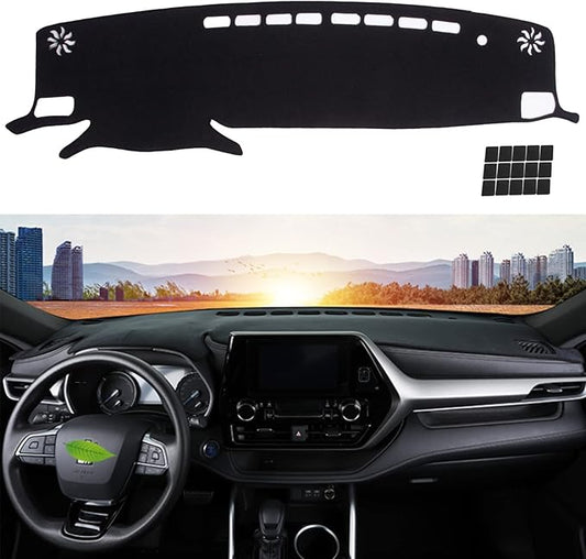 KEYOOG Dashboard Cover Dash Mat Fit for to-yota Highlander 2024-2020 (Without HUD Models),Car Dash Board Mat Anti-Glare Carpet,Non-Slip Pad Sunshield Protector (Black)