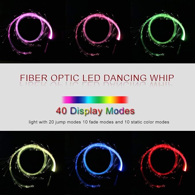 AZIMOM LED Fiber Optic Dance Whip Space Whip 6ft 360° Swivel 40Display Battery Power Mode Pixel Whip Rave Flow Super Bright Light Up Whip for Party Dancing EDM Show Music Festival