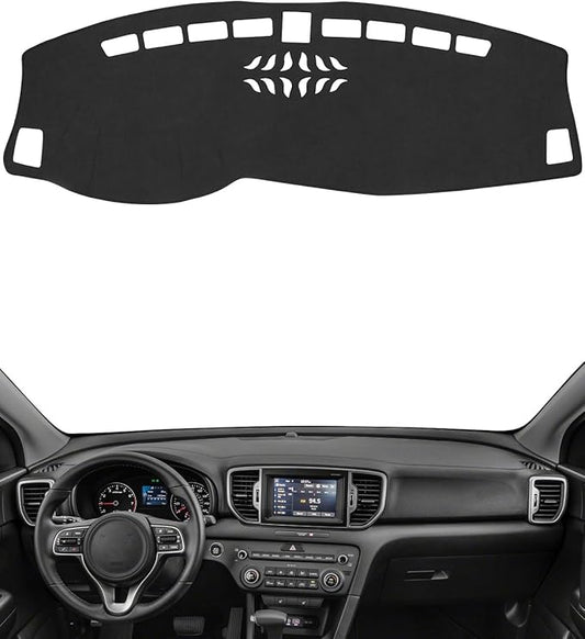BIBLOZ Dash Cover for Kia Sportage 2017 2018 2019 2020 2021 2022 Accessories Black Flannel Dashboard Cover Mat Car Dashboard UV Sun