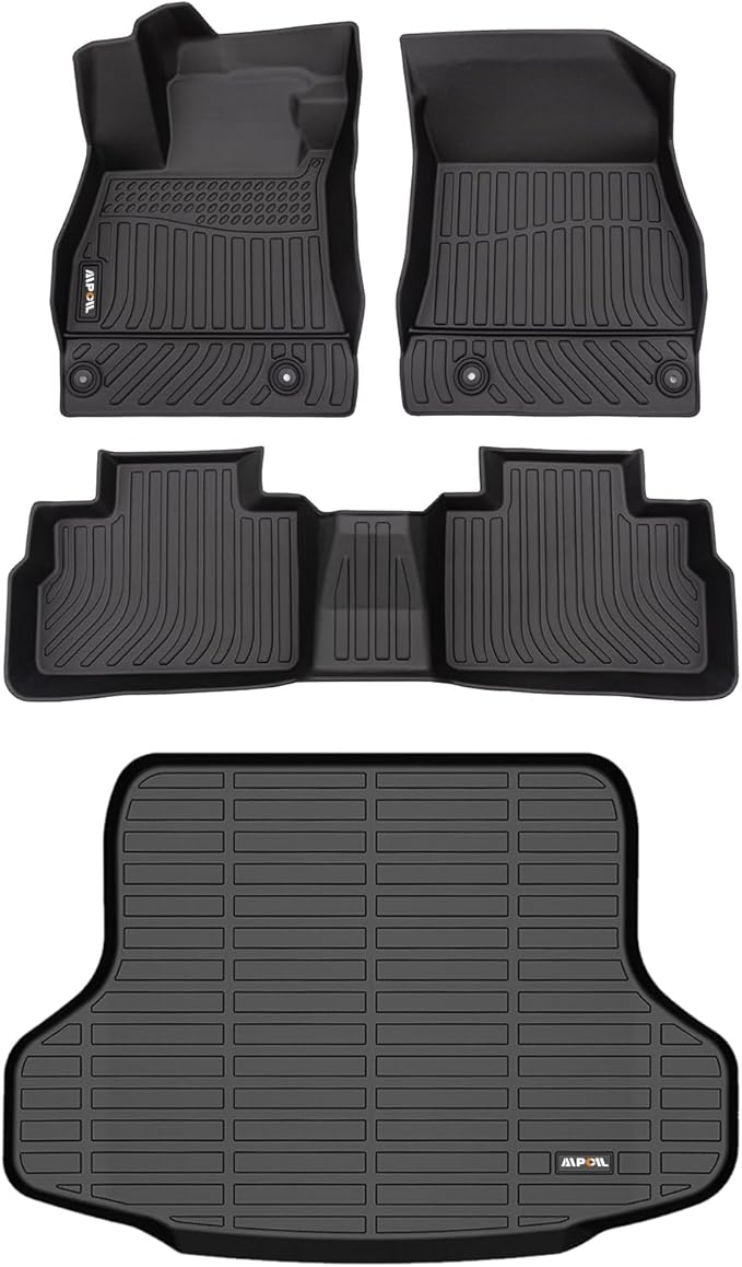 AIPOIL® Floor Mats & Cargo Liner Set for 2020-2024 2025 Nissan Sentra All Weather Protection TPE Anti-Slip Automotive Full Set Custom Car Mats Accessories - Black