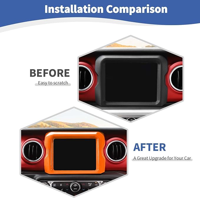 RT-TCZ for Jeep JL Center Console Radio Display Panel Trim Cover for Jeep Wrangler JL JLU Gladiator JT 2018-2023 Orange Interior Accessories 8.4 inch