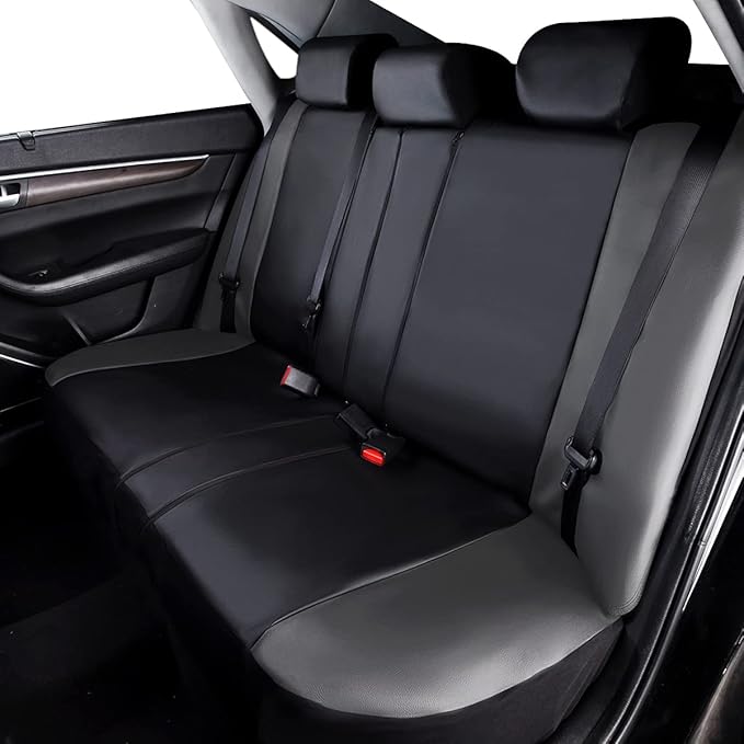 Flying Banner car seat Covers Protects Water Proof Faux Leather Carbon Fiber Front and Rear Bench (Gray Black, Full Set - 9PCS)