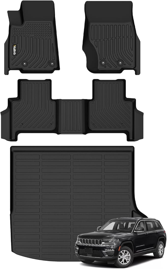 Wailtnb-Floor Mats & Cargo Mat for Jeep Grand Cherokee 2022 2023 2024 2025 (Include 4XE Not for L&WK) All Weather Car Mats for Jeep Grand Cherokee 2022-2025 Liners Accessories
