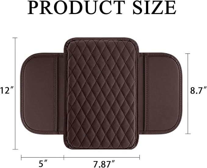 Upgraded Car Center Console Cover, Leather Armrest Cushion Pad with 2 Storage Bags, Microfiber Soft Waterproof Seat Box Cover Protector, Car Interior Decor Accessories Fit for Most Cars, Vehicles