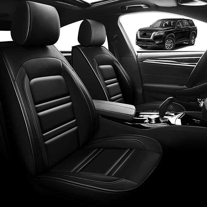 Seat Cover for Nissan Car Pathfinder 2000-2025 | Car Seat Covers Front Seats, Waterproof Seat Protectors, Automotive Front Seat Covers (Front Seat, Black)