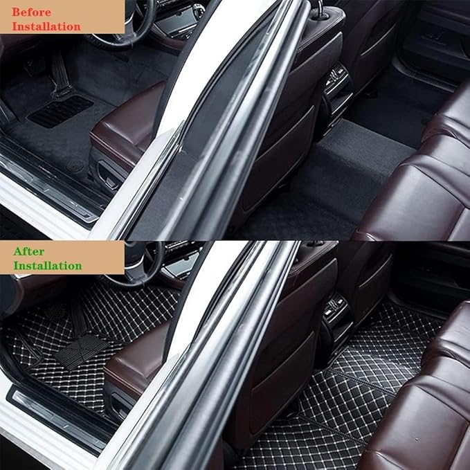 YaruicarCustom Car Floor Mats for 99.99% Sedan SUV Sports Car Men Women Protection Full Coverage Pads Anti-Slip Leather Floor Lining All Weather Car Floor Mats (Brown)