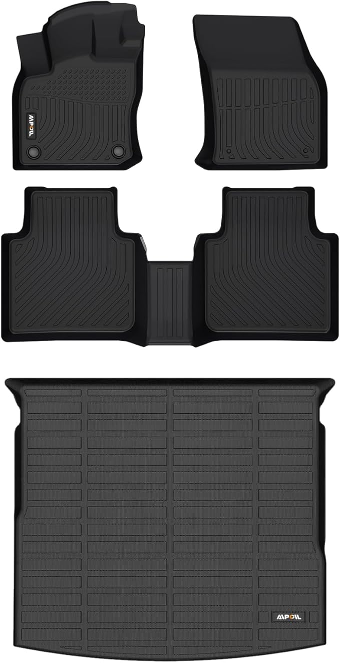 AIPOIL® Floor Mats & Cargo Liner Set for 2018-2024 VW Tiguan All Weather Protection TPE Anti-Slip Automotive Full Set Custom Car Mats Volkswagen Tiguan Accessories - Black