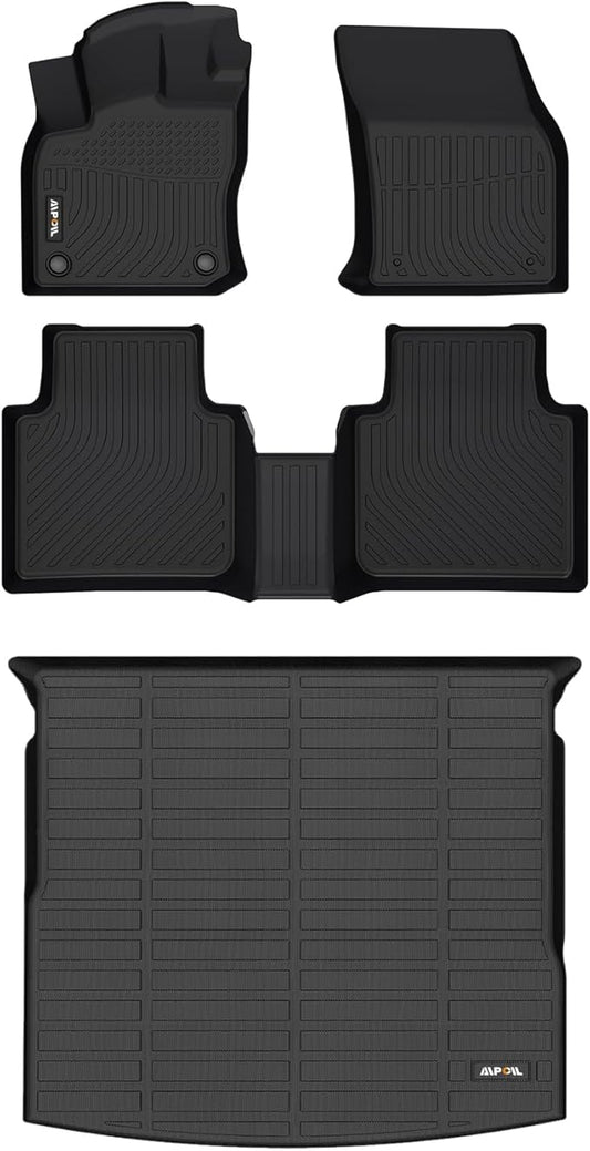 AIPOIL® Floor Mats & Cargo Liner Set for 2018-2024 VW Tiguan All Weather Protection TPE Anti-Slip Automotive Full Set Custom Car Mats Volkswagen Tiguan Accessories - Black