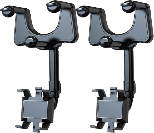 2pcs Rotatable Car Phone Holder - Adjustable Car Rear View Mirror Phone Holders for Vehicle Trip Recorder Navigation Bracket GPS Driving Accessories