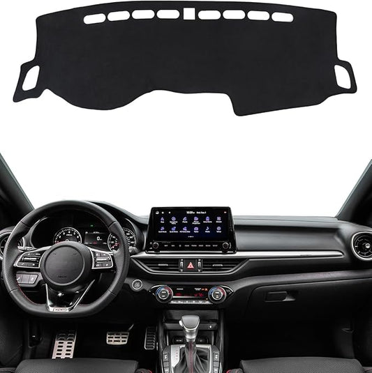 BIBLOZ Dash Cover for Kia Forte 2019-2024 Accessories Black Flannel Dashboard Cover Mat Car Dashboard UV Sun