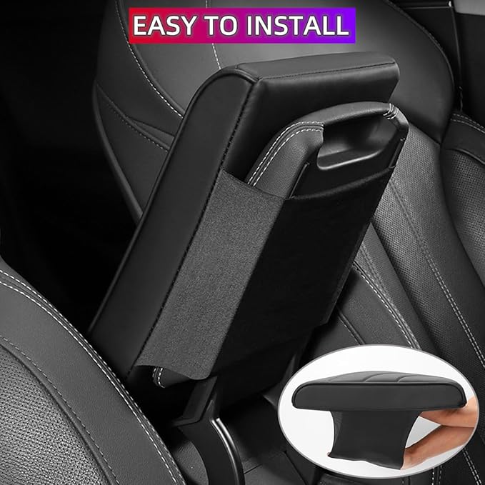 Upgrade Car Console Armrest Pad,Car Armrest Cushion with Comfortable Memory Foam,Premium PU Leather Car Armrest Cover,Universal Car Center Console Pillow,Car Accessories(Black3)