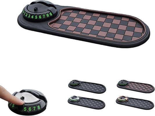 S-SNAIL-OO Multifunction Car Anti-Slip Mat, Multifunction Car Dashboard Mobile Phone Holder with Temporary Parking Number Pad for Phones, Sunglasses, Keys, Gadgets (Brown-Black)