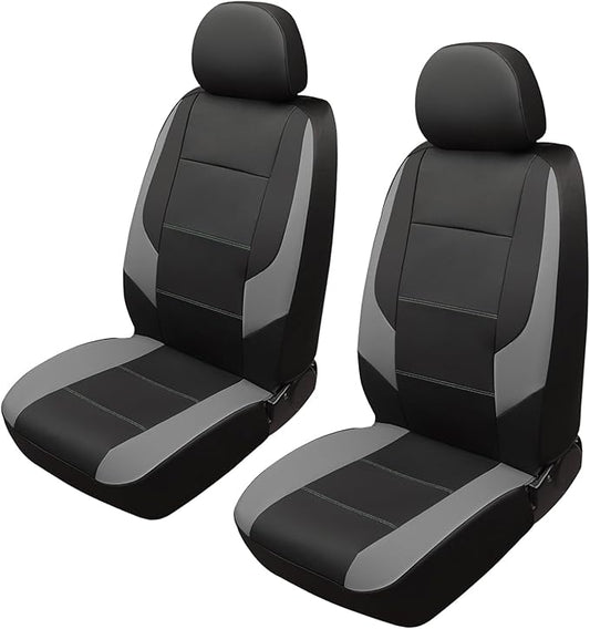 GIANT PANDA Front Car Seat Cover for Jeep, Leather Bucket Seat Covers Custom Fit Jeep Grand Cherokee Wrangler Compass Gladiator Wagoneer Renegade Liberty Patriot (Grey+Black)