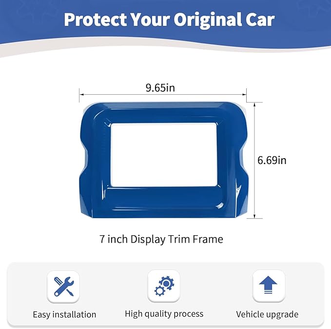 RT-TCZ for Jeep JL Center Console Radio Display Panel Trim Cover for Jeep Wrangler JL JLU Gladiator JT 2018-2023 Blue Interior Accessories 7 inch