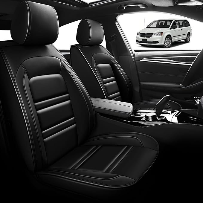 Seat Cover for Dodge Grand Caravan 1999-2020 | Car Seat Covers Front Seats, Waterproof Seat Protectors, Automotive Front Seat Covers (Front Seat, Black)
