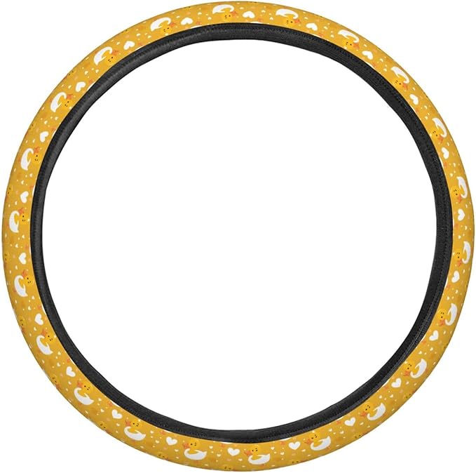 Yellow Cute Duck Steering Wheel Covers Anti-Slip Elasticity Car Accessories Steering Wheel Protector Universal 15 Inch for Cars SUV Vehicle Truck