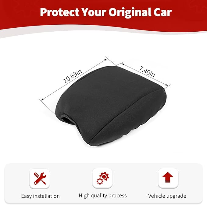 RT-TCZ for Jeep JL Center Console Armrest Pad Cover for Jeep Wrangler JL JLU 2018-Present for Gladiator JT 2020-Present Black Neoprene