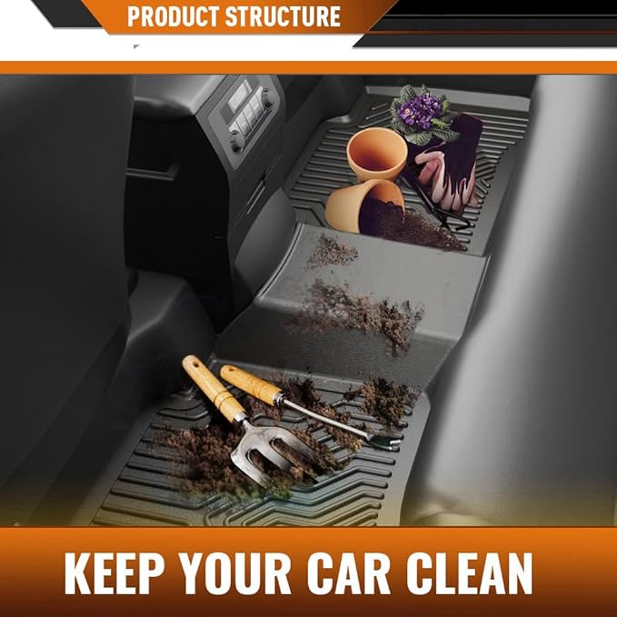 ANDPLAY TPE Floor Mats Liners Compatible with Nissan Frontier 2022-2023 (Crew Cab with 2nd Row Under-Seat Storage) All Weather Protection Black Floor Liners alfombras para carro