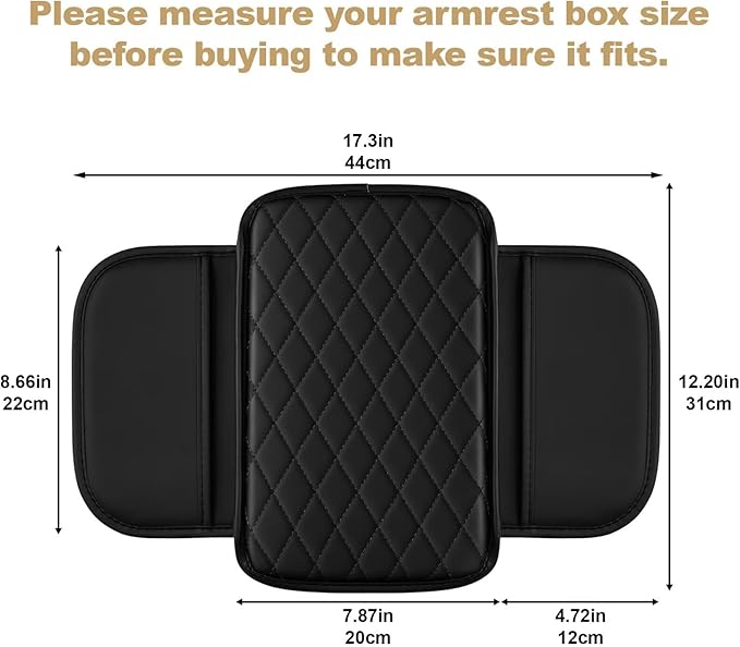 YORKNEIC Center Console Cover Fit for Ford Expedition: Middle Console Cover with 2 Storage Pocket,Faux Leather Waterproof Anti-Scratch Car Armrest Cover Protector(Black)