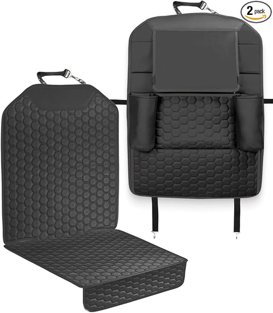 Owleys Black Car Seat Set: Backseat Organizers & Waterproof Protector for Child Seats Toy Storage in Black, Brown, Tan Guard Against Dirt, Scratches, Stains on Leather