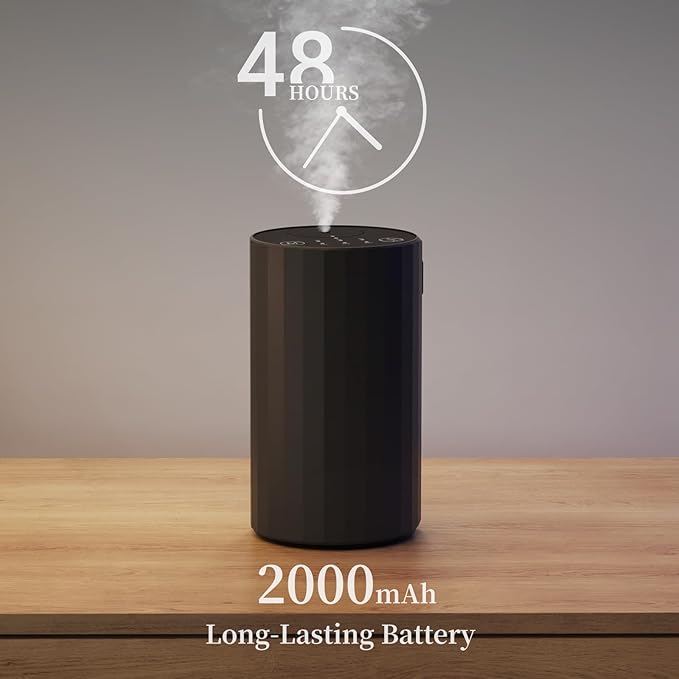 Waterless Essential Oil Diffuser Aromatherapy Scent Diffusers for Home Large Room, Bedroom, Car, Office, Desk, Battery Operated Mini Portable Air Freshener, 3 Countdown Timers & 3 Mist Levels