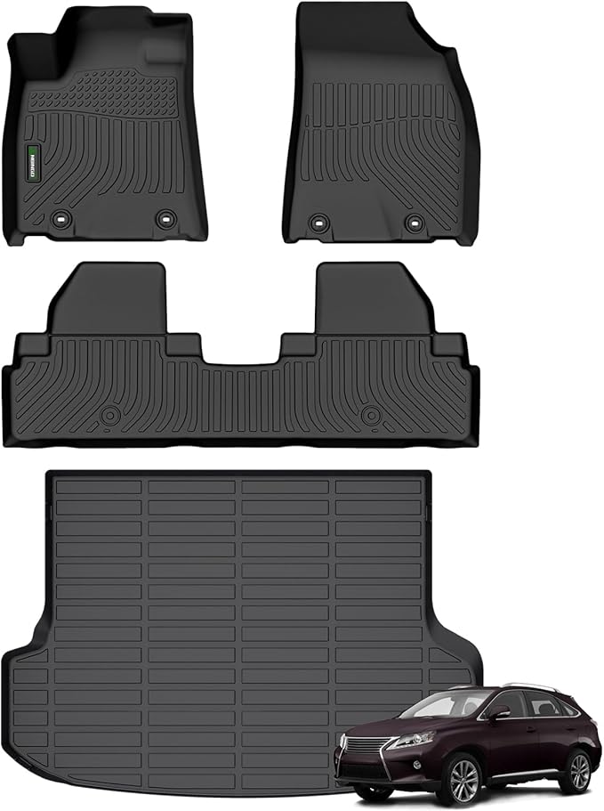 ANBINGO®-Floor Mats & Cargo Liner Custom for Lexus RX / RX350 / RX450h 2010-2015 All Weather Protection TPE Heavy Duty Non-Slip Automotive RX Mats Fits Full Set RX350 Accessories, Black
