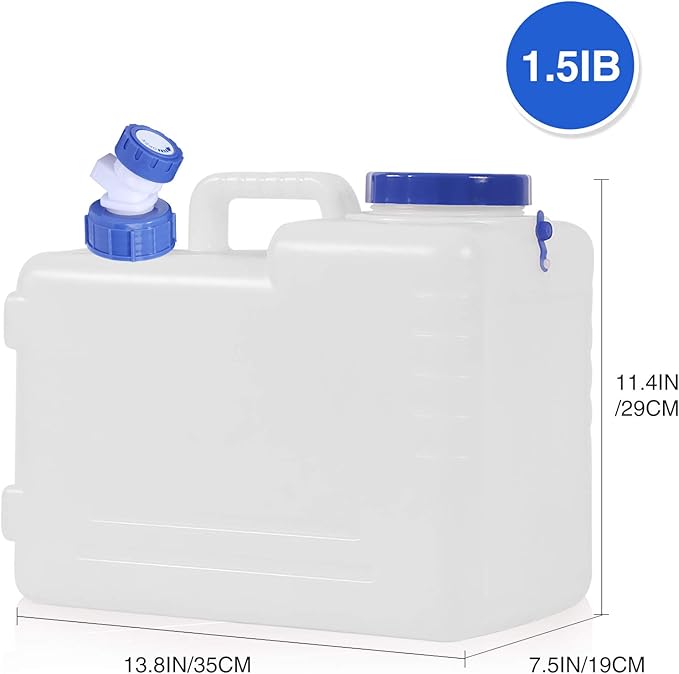4 Gallon/15L Water Container with Spigot, Portable BPA Free Water Jug, Multifunction Water Tank for Camping Outdoor Hiking Picnic Supplies, Emergency Stroage