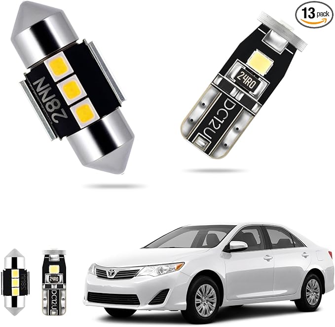 EASY EAGLE LED Interior Car Lights for Toyota-Camry-2012-2020: 13 Piece Kit White LED Light Bulbs - Super Bright 6000K + Install Tool