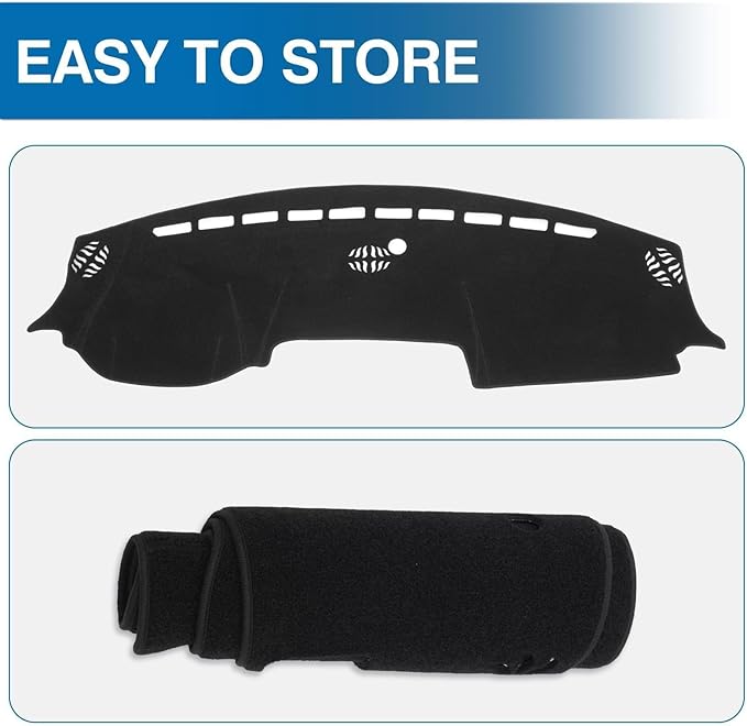 KUST Car Dash Cover for Dodge RAM 1500 2500 3500 2019-2024 2025 2026 Non-Slip Interior for Dodge RAM Accessories Dashboard Cover Custom Fit Dash Mat Sunshade Windshield Glare Black