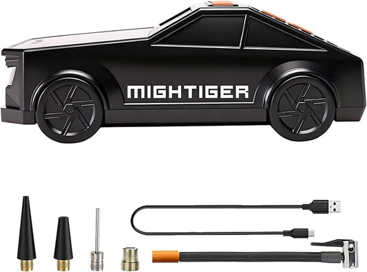 Car-Shaped Air Pump with Bluetooth, 3 * 2000mAh Battery, Tire Inflator Portable Air Compressor withDigital Gauge, Fast Inflation for Car Tires, Balls, Bikes, Motorcycles