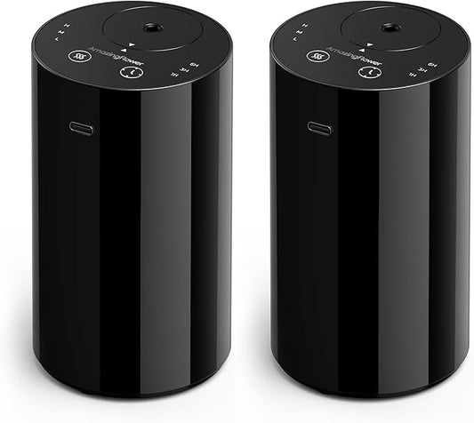 Waterless Essential Oil Diffuser, Portable Aromatherapy Diffuser with 20mL Capacity, Battery Operated Mini Scent Diffuser,3 Mist Levels & Timers, Leak-Free, for Home, Car, Office (Black 2 Pack)