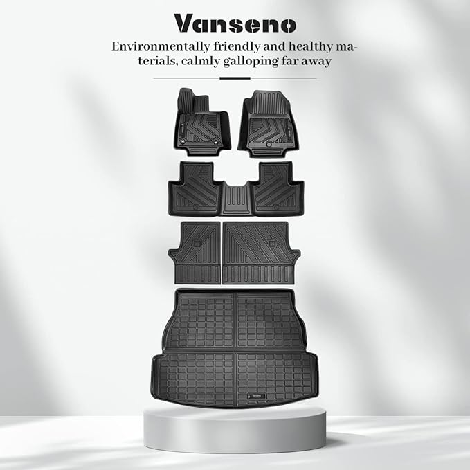 Vanseno Floor Mat & Cargo Liner & Backrest Mat Compatible for 2019 2021 2022 2023 2024 2025 Toyota Rav4 Floor Mats Trunk Liners Back Seat Cover Mat All-Weather Full Set Protector