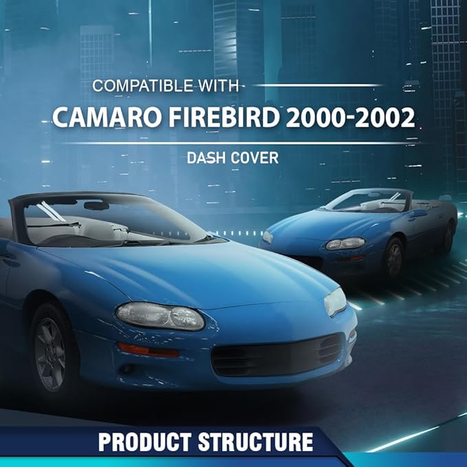 PIT66 Dash Cover Cap Compatible with Chevy Camaro Pontiac Firebird 2000 2001 2002 Dashboard Bezel Black Instrument Panel