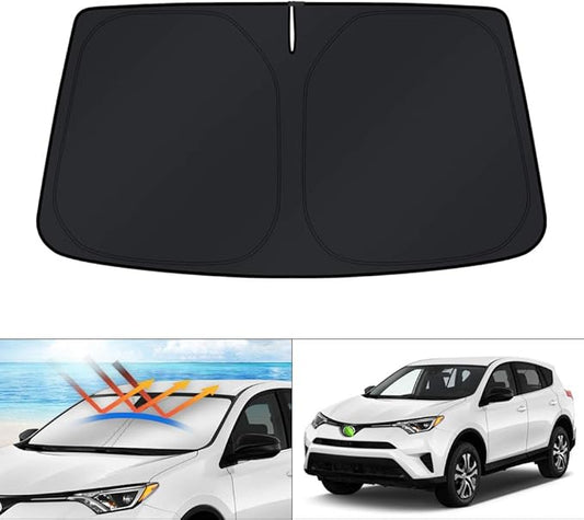 KUST Windshield Sun Shade for Toyota RAV4 2013 2014 2015 2016 2017 2018 Window Accessories Shade Sun Protector Foldable Block UV Rays Keep Car Cooler