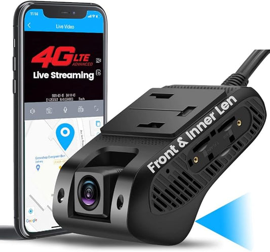 Live Video & 24H Remote Monitor, Jimi JC400P 4G & WiFi Dual Dash Cam Front and Inside Cam for Cars 1080P Car Camera Driving Recorder| GPS Track| G-Sensor | Loop Records | Behavior Analysis (LNCOONAPP)