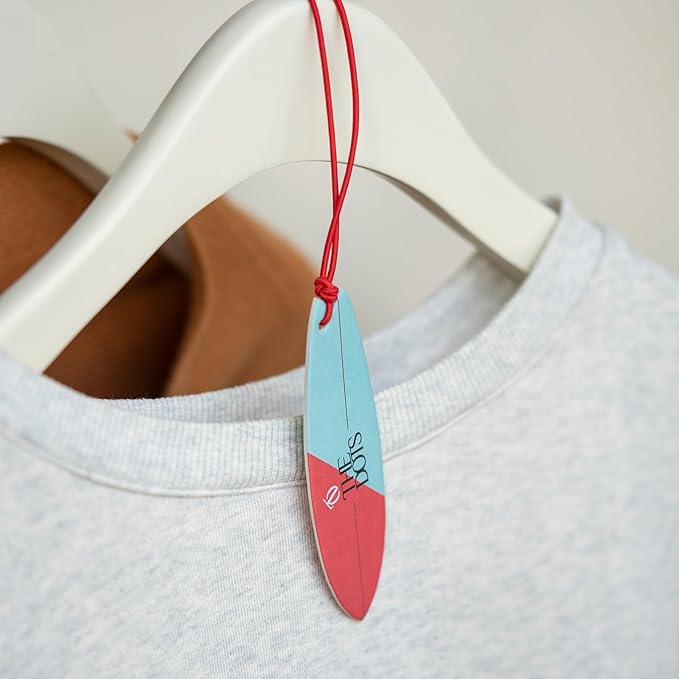 THEDOTS 15 Pack Coconut Lychee Surfboard Hanging Car Air Fresheners, Detachable Message Cards with Surfing Art, Long-lasting Scent for Car & Home