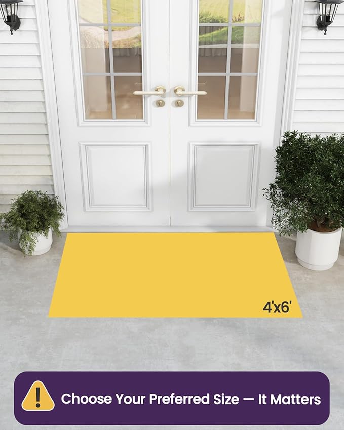 DEXI Front Door Mat Outside Entrance, 4x6 ft Rubber Entry Doormat Heavy Duty, Welcome Mats Non Slip for Inside House Floor Entryway Back Doors Exterior Patio, Diamond Black