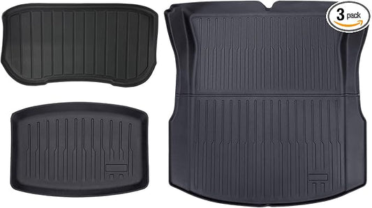 PM Auto Set of 3 All Weather Trunk Mats Cargo Liner for 2023-2025 Tesla Model 3 Highland, Model 3 Accessories 2025 2024 2023, Front and Rear Trunk Protection, TPE Material, Durable