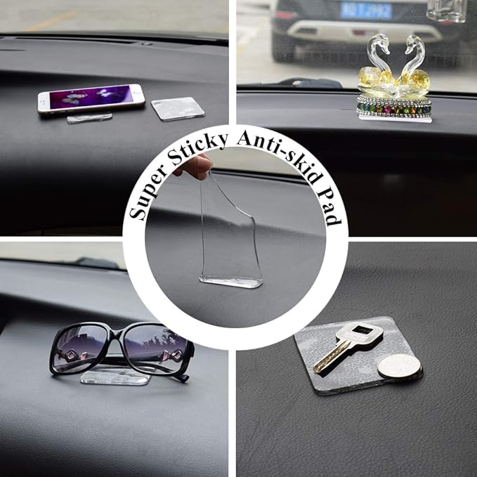Sticky Gel Pads (10 Pack), As Seen On TV Removable Traceless Gripping Pad Washable Reusable Anti Slip Pad for Car Dashboard Office Home Stick Anything Anywhere, Clear