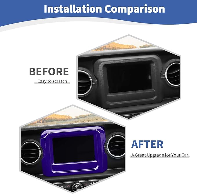 RT-TCZ for Jeep JL Center Console Radio Display Panel Trim Cover for Jeep Wrangler JL JLU Gladiator JT 2018-2023 Purple Interior Accessories 7 inch