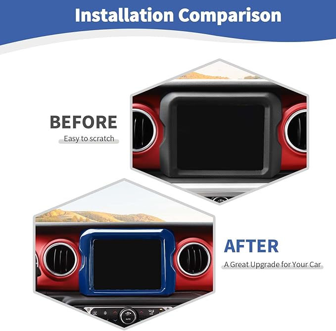 RT-TCZ for Jeep JL Center Console Radio Display Panel Trim Cover for Jeep Wrangler JL JLU Gladiator JT 2018-2023 Blue Interior Accessories 8.4 inch